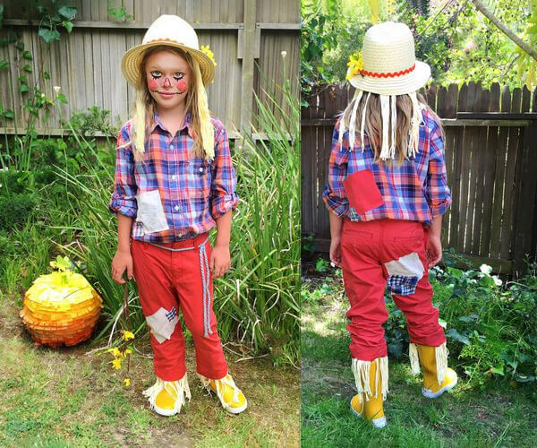 Fun and cute kids diy scarecrow costume