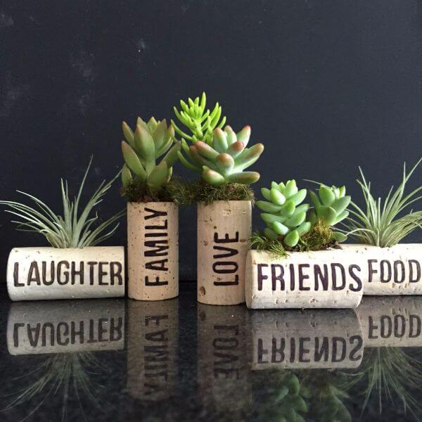 air planters as wine cork crafts