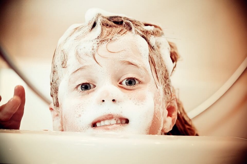 child during bath time