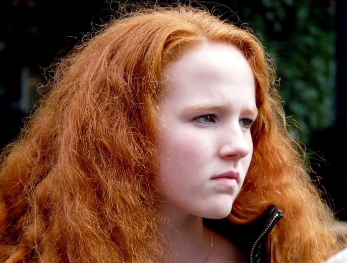 closeup of natural red hair