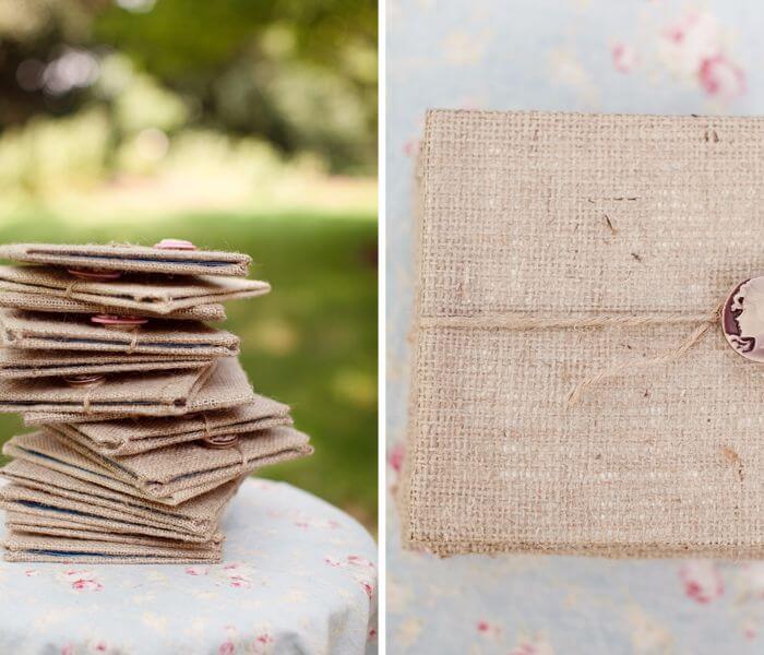 homemade burlap wedding invitations