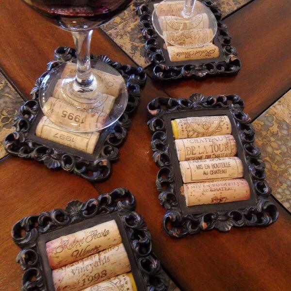 photo frames used as coasters