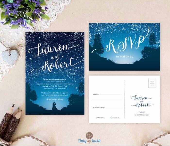 starry night theme for DIY wedding invitations